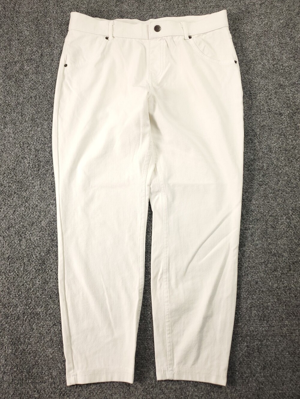 Hue Jegging Denim Legging Pants Large White Skinny Stretch Five Pocket Ankle